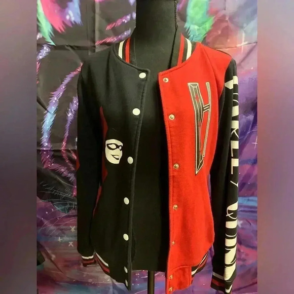 DC Comics Harley Quinn Color Block Varsity Jacket - Size S - Picture 1 of 6